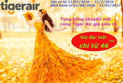 Tiger Air: Tưng bừng khuyến mãi với loạt vé siêu rẻ!